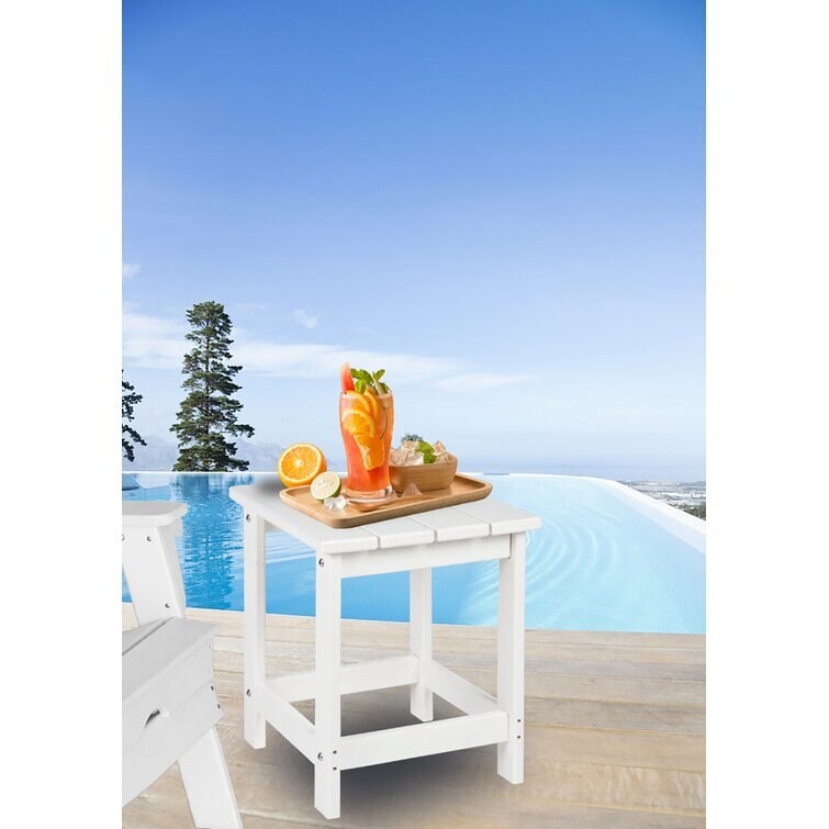 LZRS All-Weather Poly Resin Adirondack Side Table Square Outdoor End Tables