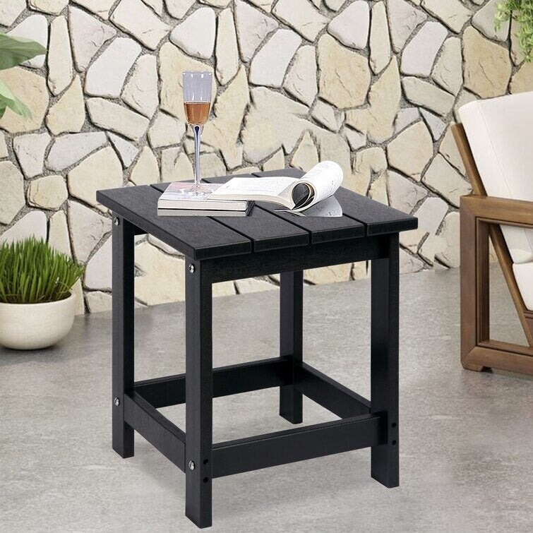 LZRS All-Weather Poly Resin Adirondack Side Table Square Outdoor End Tables