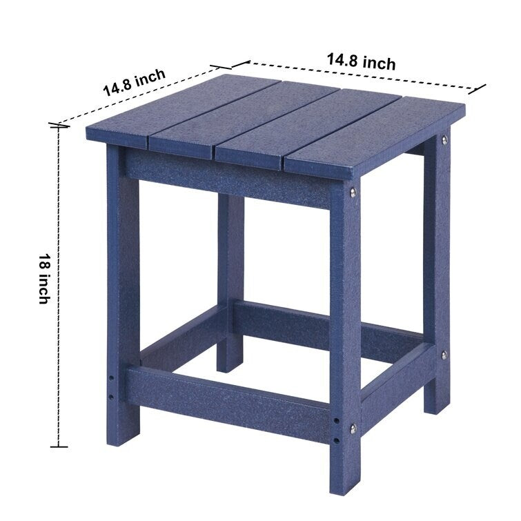 LZRS All-Weather Poly Resin Adirondack Side Table Square Outdoor End Tables
