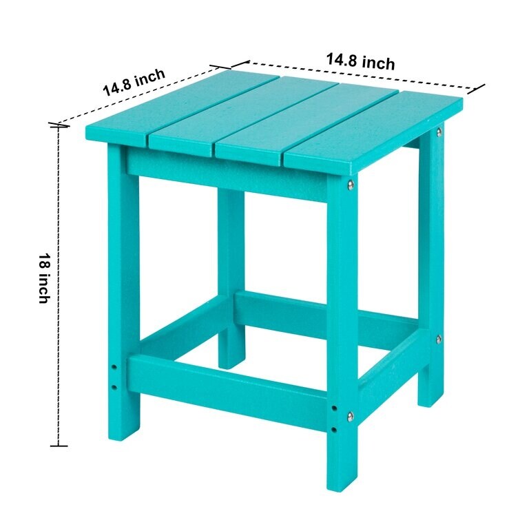 LZRS All-Weather Poly Resin Adirondack Side Table Square Outdoor End Tables