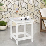 LZRS All-Weather Poly Resin Adirondack Side Table Square Outdoor End Tables