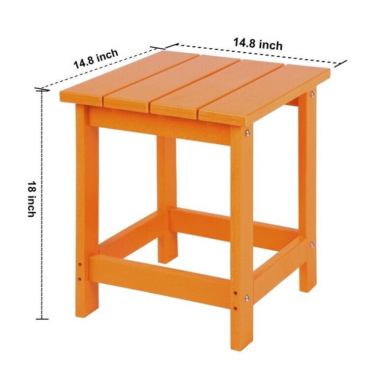 LZRS All-Weather Poly Resin Adirondack Side Table Square Outdoor End Tables