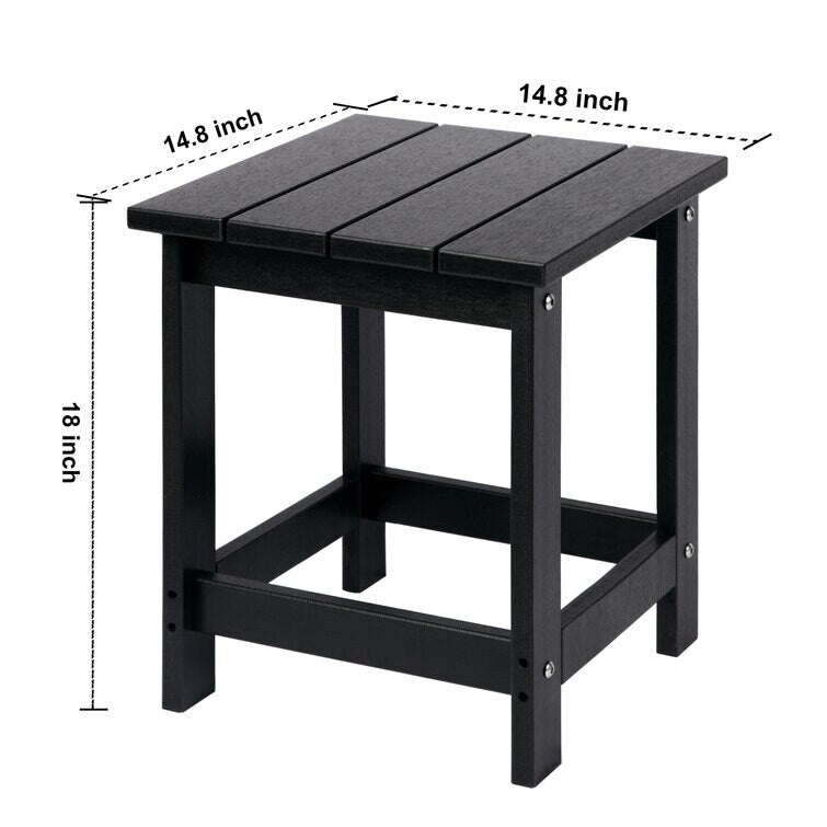 LZRS All-Weather Poly Resin Adirondack Side Table Square Outdoor End Tables