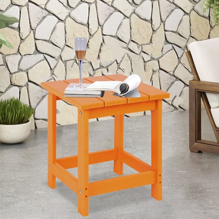 LZRS All-Weather Poly Resin Adirondack Side Table Square Outdoor End Tables