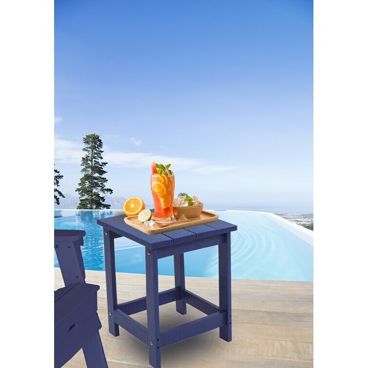 LZRS All-Weather Poly Resin Adirondack Side Table Square Outdoor End Tables