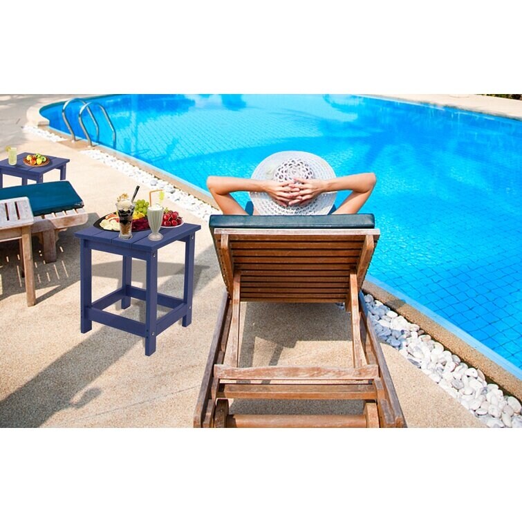 LZRS All-Weather Poly Resin Adirondack Side Table Square Outdoor End Tables