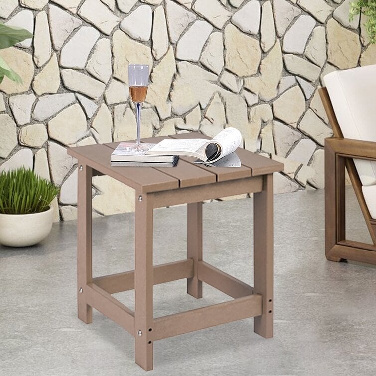 LZRS All-Weather Poly Resin Adirondack Side Table Square Outdoor End Tables