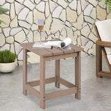 LZRS All-Weather Poly Resin Adirondack Side Table Square Outdoor End Tables