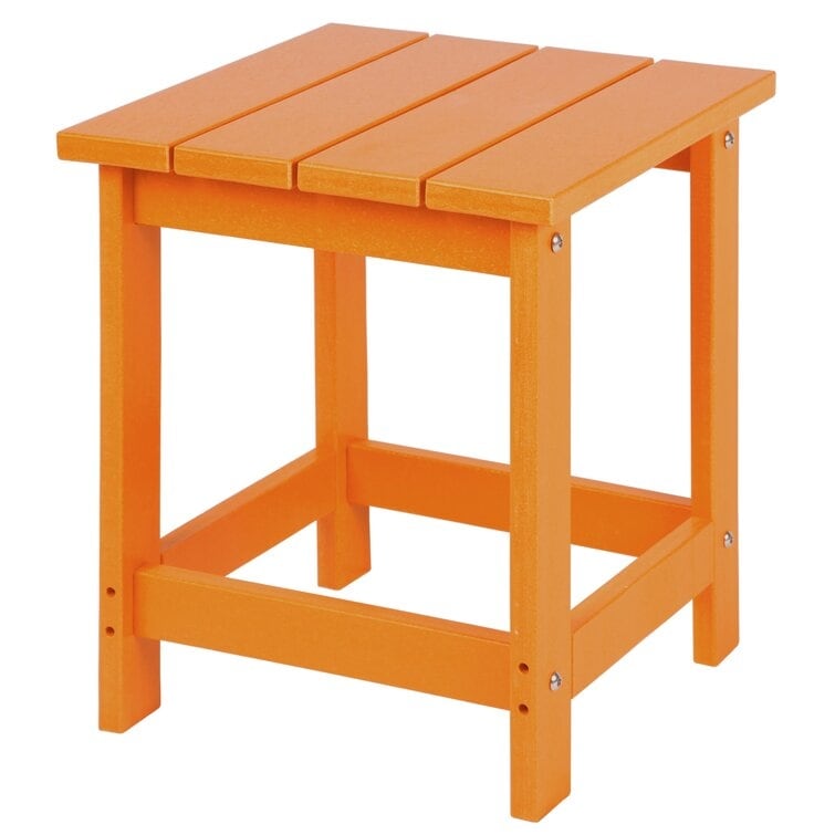 LZRS All-Weather Poly Resin Adirondack Side Table Square Outdoor End Tables
