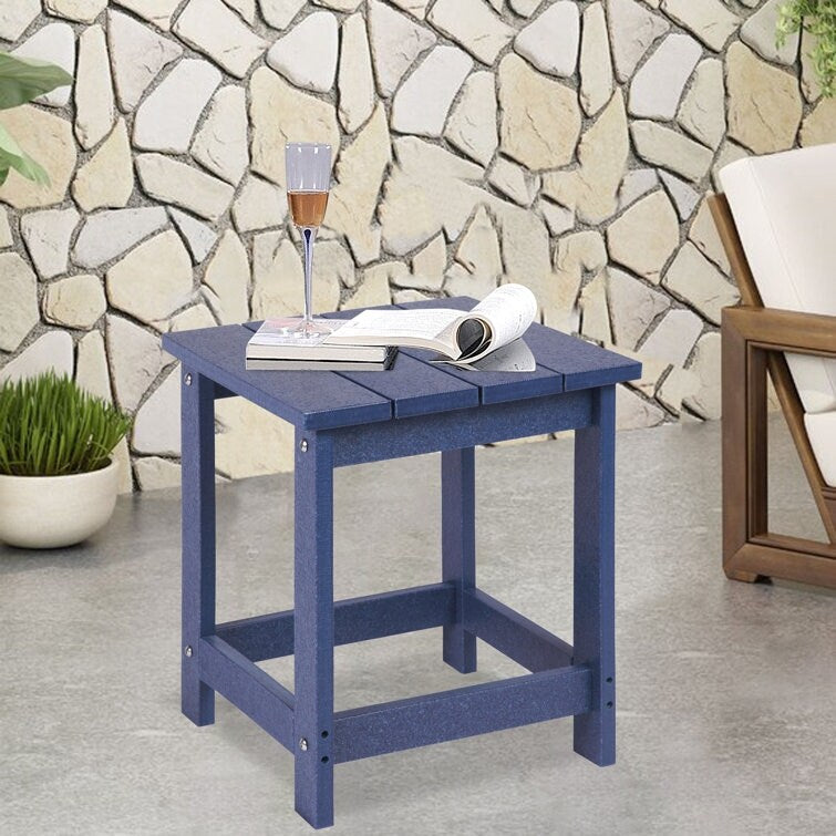 LZRS All-Weather Poly Resin Adirondack Side Table Square Outdoor End Tables