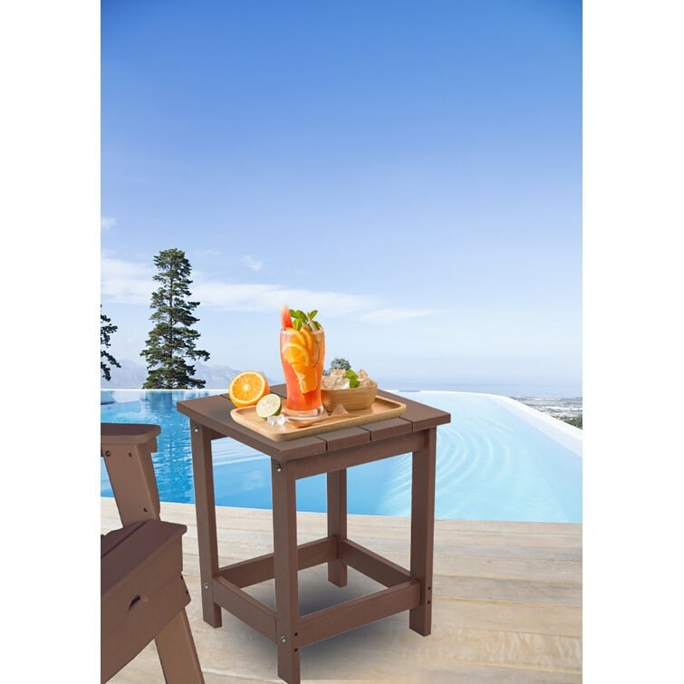 LZRS All-Weather Poly Resin Adirondack Side Table Square Outdoor End Tables