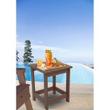 LZRS All-Weather Poly Resin Adirondack Side Table Square Outdoor End Tables