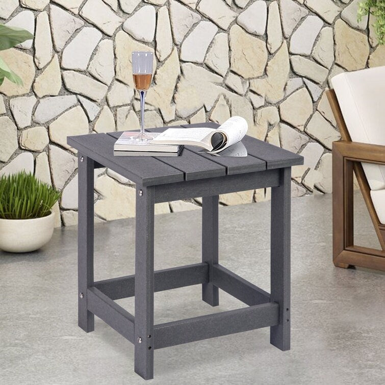 LZRS All-Weather Poly Resin Adirondack Side Table Square Outdoor End Tables