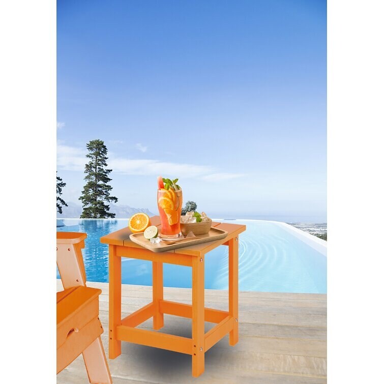 LZRS All-Weather Poly Resin Adirondack Side Table Square Outdoor End Tables