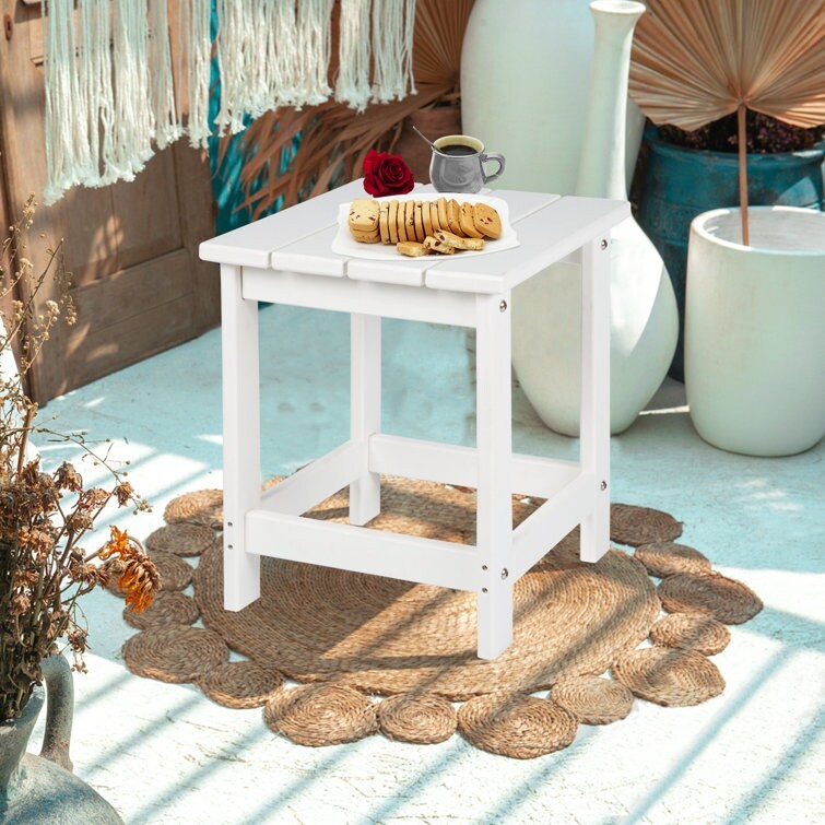 LZRS All-Weather Poly Resin Adirondack Side Table Square Outdoor End Tables