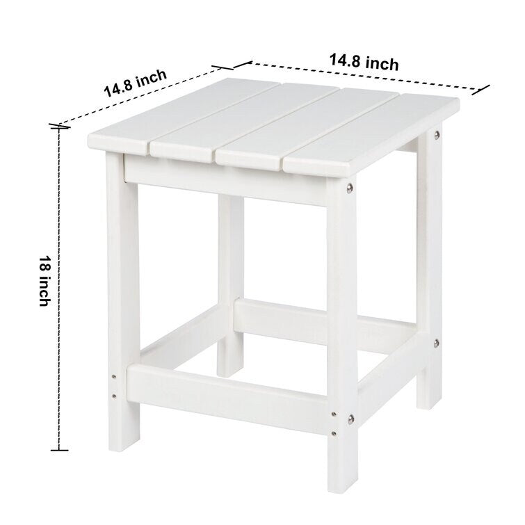 LZRS All-Weather Poly Resin Adirondack Side Table Square Outdoor End Tables