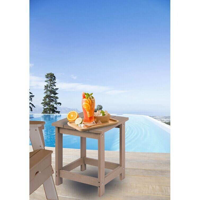 LZRS All-Weather Poly Resin Adirondack Side Table Square Outdoor End Tables