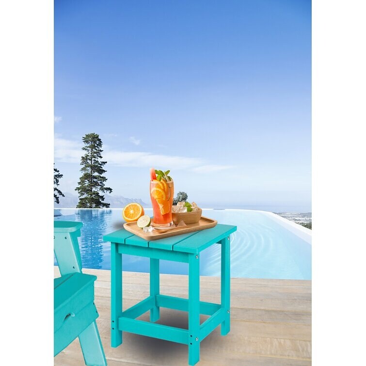 LZRS All-Weather Poly Resin Adirondack Side Table Square Outdoor End Tables