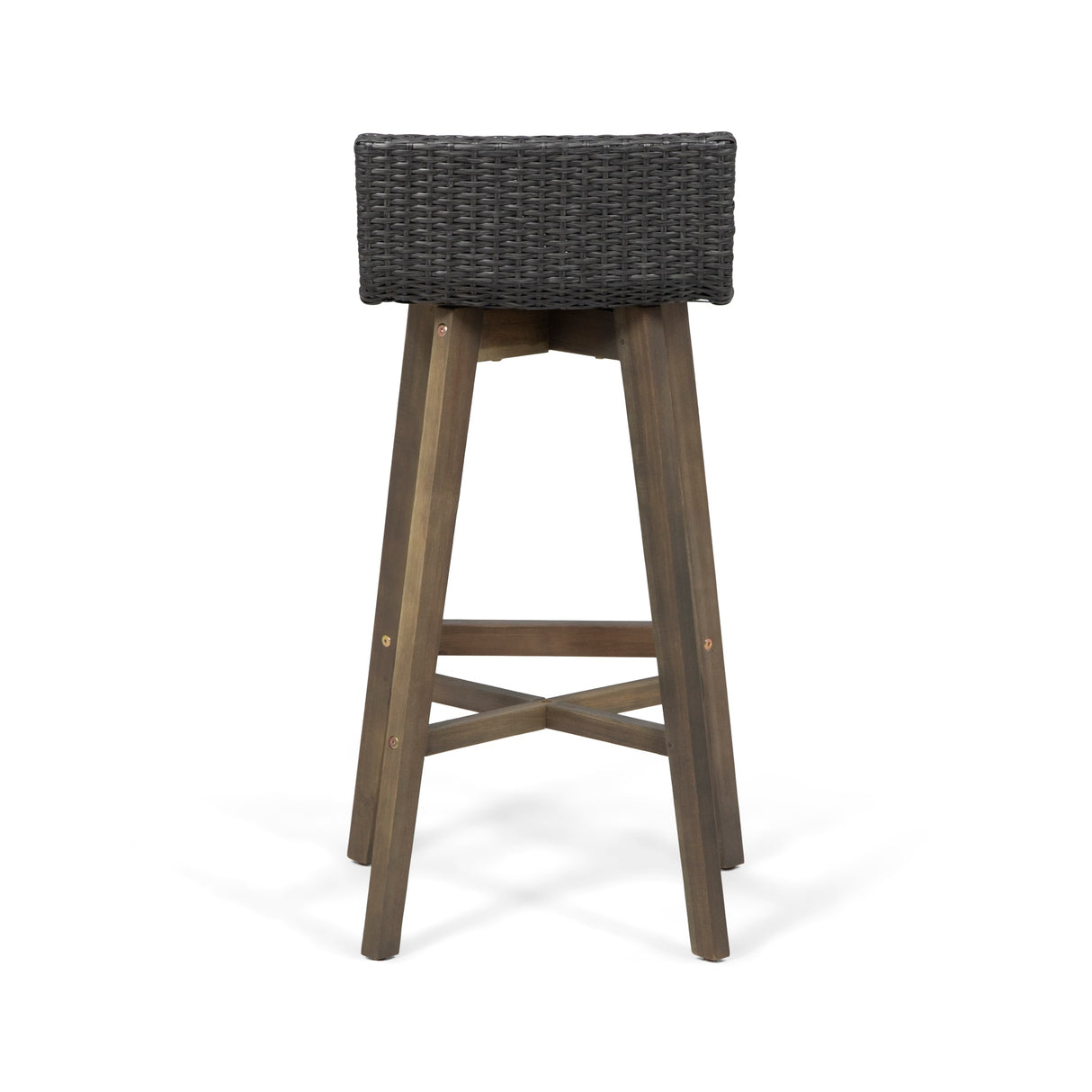 La Brea Outdoor Acacia Wood and Wicker Barstools (Set of 4) by Christopher Knight Home