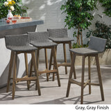 La Brea Outdoor Acacia Wood and Wicker Barstools (Set of 4) by Christopher Knight Home