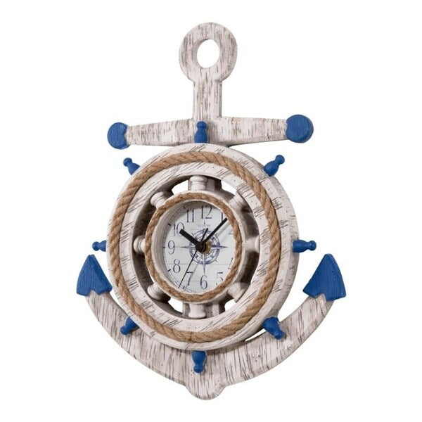 La Crosse Clock BBB84008 14 inch Blue & White Anchor Quartz Wall Clock