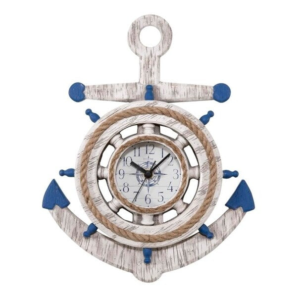 La Crosse Clock BBB84008 14 inch Blue & White Anchor Quartz Wall Clock