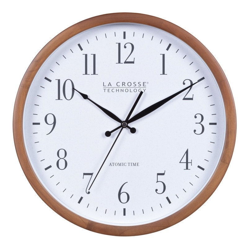 La Crosse Technology 12.8" Wood Atomic Clock in Walnut