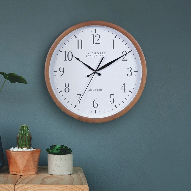 La Crosse Technology 12.8" Wood Atomic Clock in Walnut