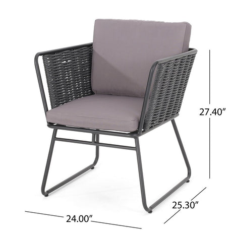 La Jolla Modern Outdoor Rope Weave Club Chair with Cushions (Set of 2) by Christopher Knight Home