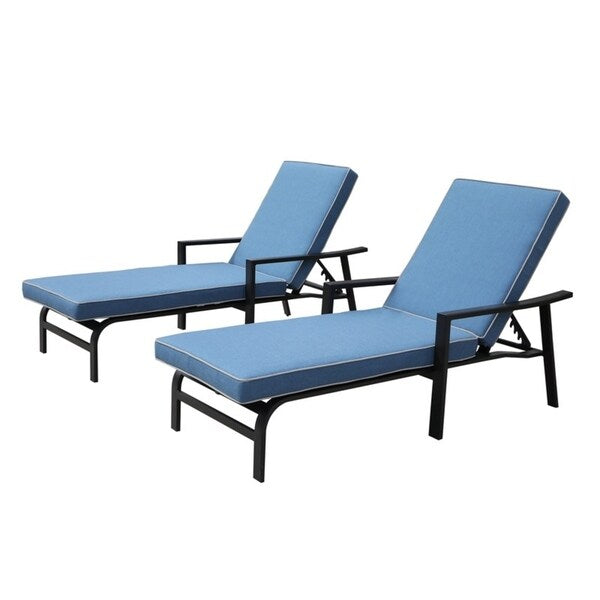 La Jolla Outdoor Aluminum Chaise Lounge with Cushion, Set of 2