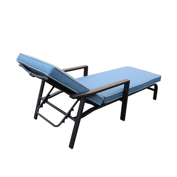 La Jolla Outdoor Aluminum Chaise Lounge with Cushion, Set of 2