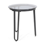 La Jolla Outdoor Modern Side Table with Tempered Glass Top by Christopher Knight Home - 15.50" W x 15.50" L x 18.00" H