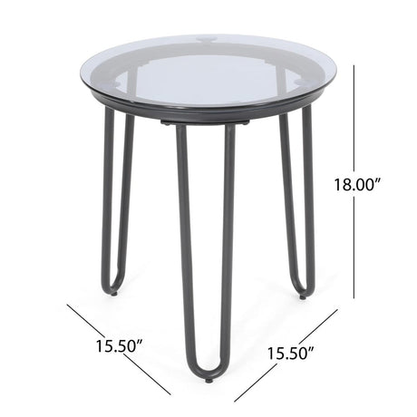 La Jolla Outdoor Modern Side Table with Tempered Glass Top by Christopher Knight Home - 15.50" W x 15.50" L x 18.00" H