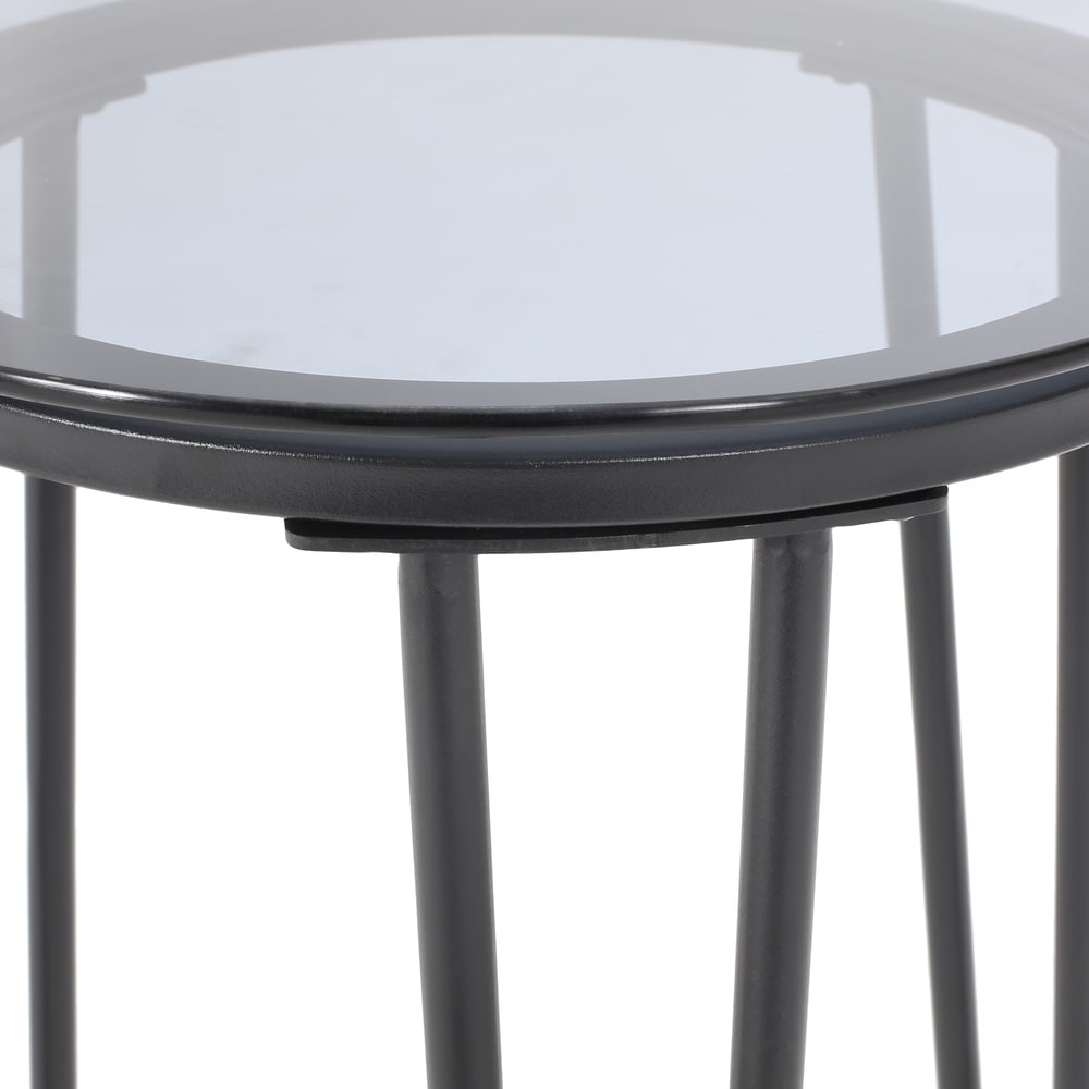 La Jolla Outdoor Modern Side Table with Tempered Glass Top by Christopher Knight Home - 15.50" W x 15.50" L x 18.00" H