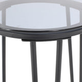 La Jolla Outdoor Modern Side Table with Tempered Glass Top by Christopher Knight Home - 15.50" W x 15.50" L x 18.00" H