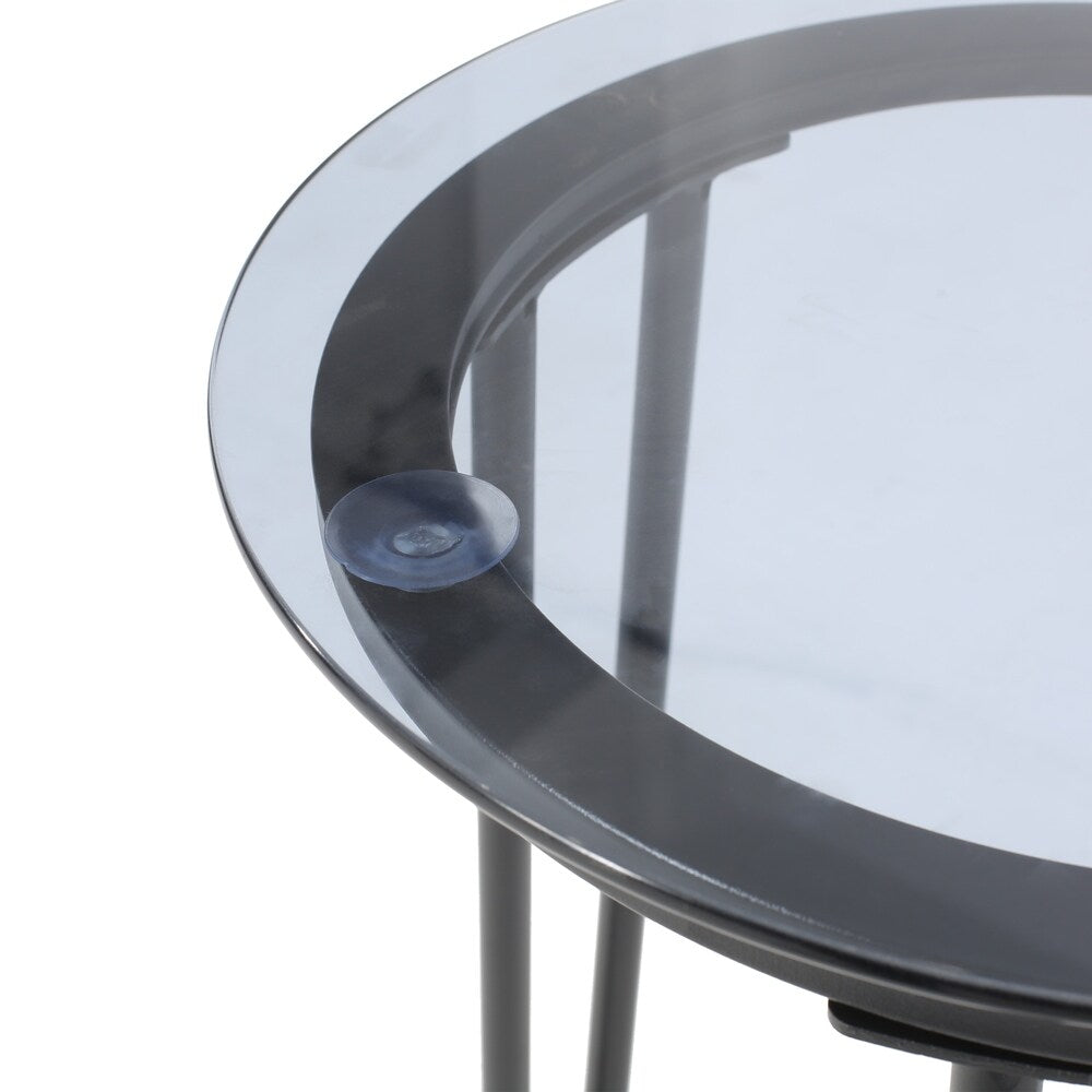 La Jolla Outdoor Modern Side Table with Tempered Glass Top by Christopher Knight Home - 15.50" W x 15.50" L x 18.00" H