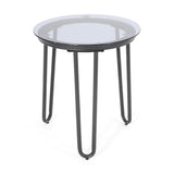 La Jolla Outdoor Modern Side Table with Tempered Glass Top by Christopher Knight Home - 15.50" W x 15.50" L x 18.00" H