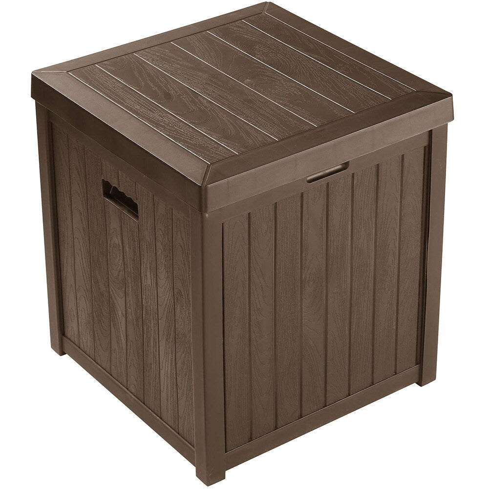 La Jolla Weatherproof Outdoor 51 Gallon Storage Deck Box w/Lid - Waterproof Garden/Patio Wood Grain Resin Lock Box