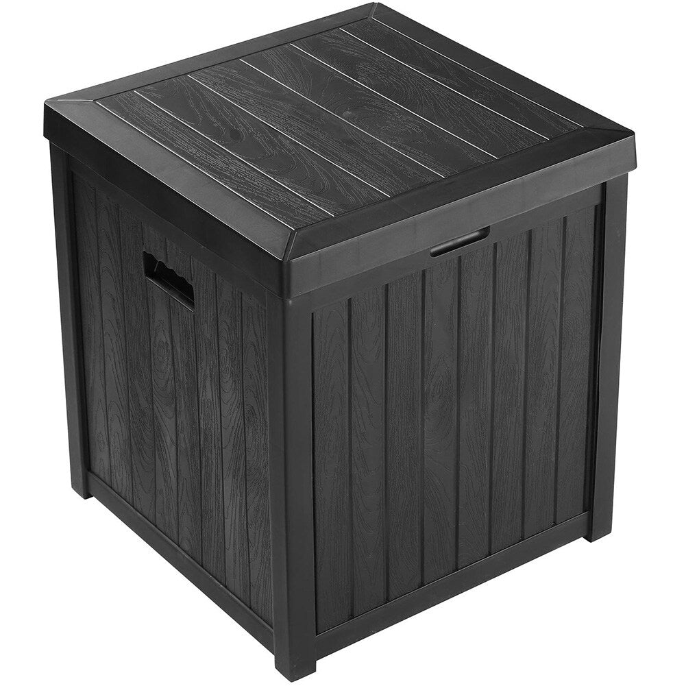 La Jolla Weatherproof Outdoor 51 Gallon Storage Deck Box w/Lid - Waterproof Garden/Patio Wood Grain Resin Lock Box