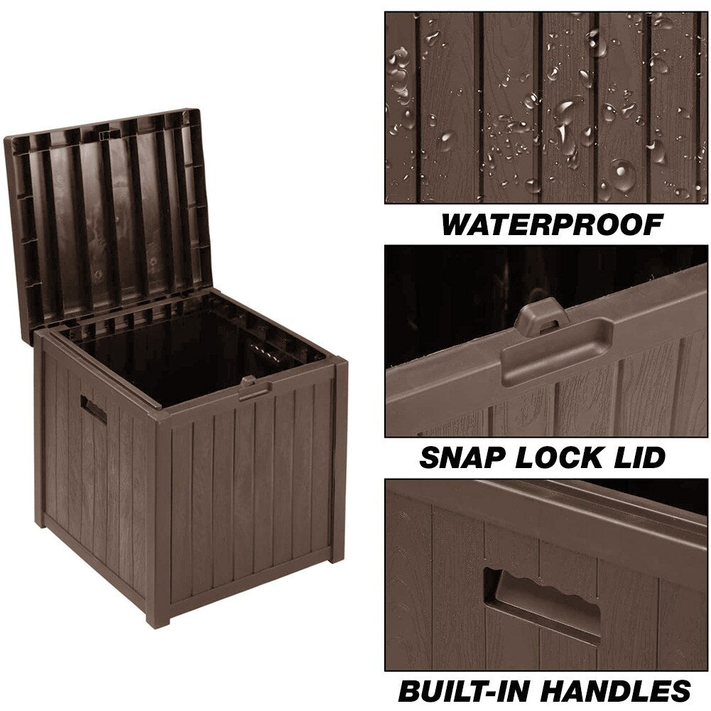 La Jolla Weatherproof Outdoor 51 Gallon Storage Deck Box w/Lid - Waterproof Garden/Patio Wood Grain Resin Lock Box