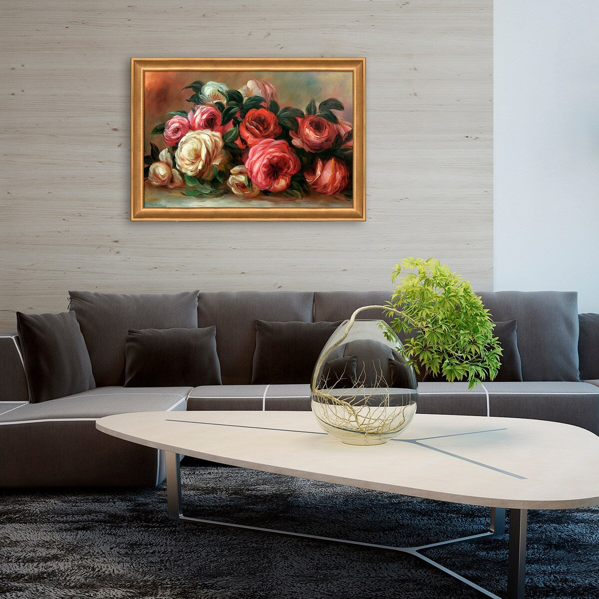 La Pastiche Discarded Roses with Muted Gold Glow, 28" x 40"