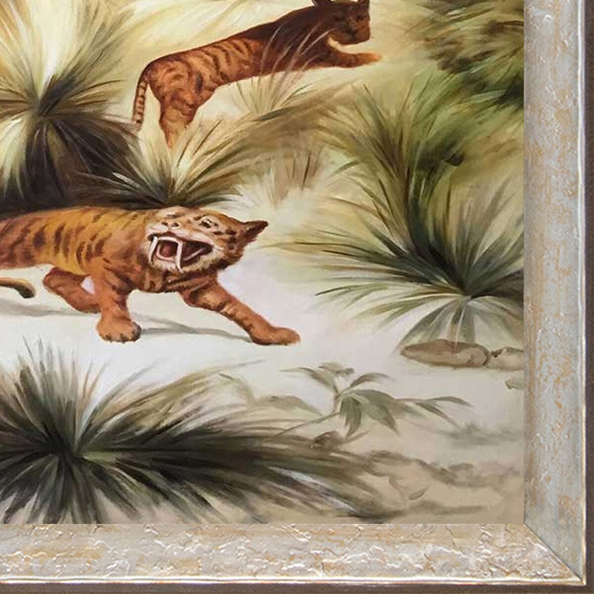 La Pastiche Flora and Fauna of the Plio-Pleistocene Quaternary Period with Silver Luna Frame, 28" x 40"
