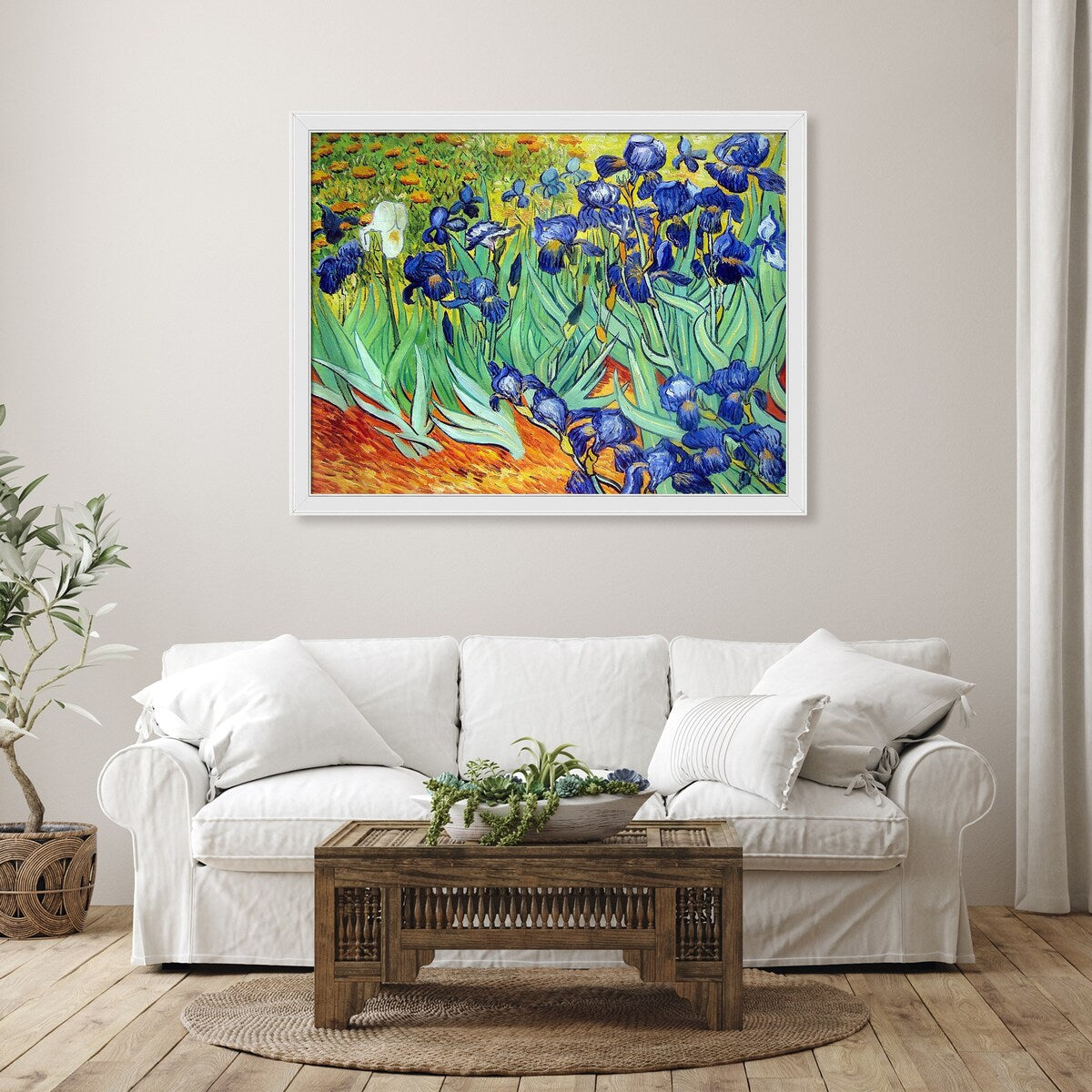 La Pastiche Irises with Gallery White, 40" x 52"