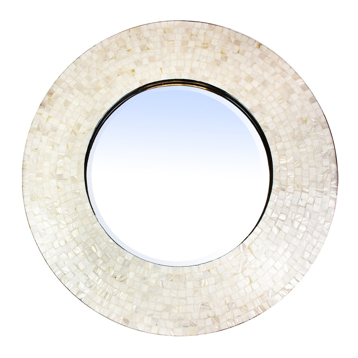 La Pastiche Bianca Moderno Mother of Pearl Framed Wall Mirror