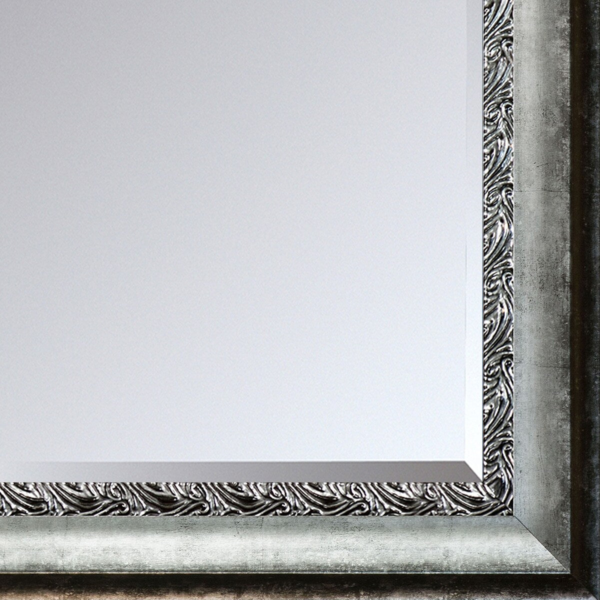 La Pastiche by overstockArt Distressed Ornate Silver Custom Stacked Framed Mirror, 31.5" x 43.5" - 31.5x43.5
