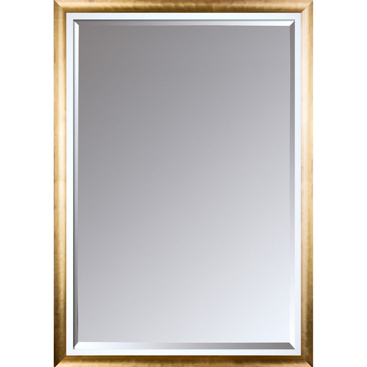 La Pastiche by overstockArt Gold Luminoso with Studio White Custom Stacked Framed Mirror, 28.5" x 40.5" - 28.5x40.5