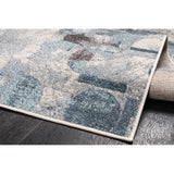 LaDole Abstract Rustic Modern Contemporary Area Rug - Durable Carpet for Livingroom Bedroom, Blue, Brown, and Ivory, 6x9