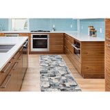 LaDole Abstract Rustic Modern Contemporary Area Rug - Durable Carpet for Livingroom Bedroom, Blue, Brown, and Ivory, 6x9
