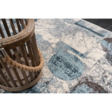 LaDole Abstract Rustic Modern Contemporary Area Rug - Durable Carpet for Livingroom Bedroom, Blue, Brown, and Ivory, 6x9