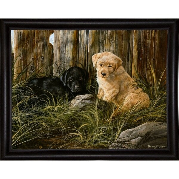 Lab Pup Pair-TRESWA129666 Framed Print 27.5"x36" by Trevor V. Swanson